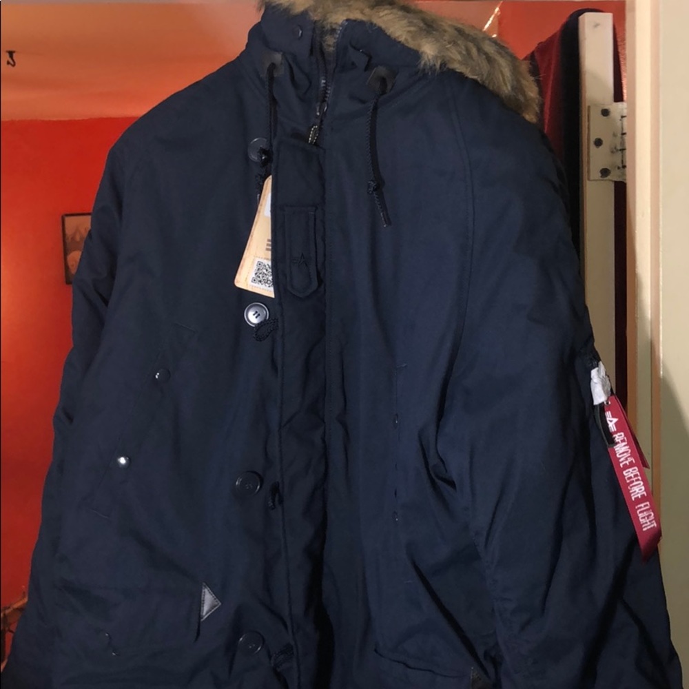 Alpha Industries Navy blue coat size 4XL slim fit